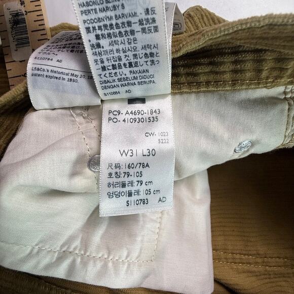 Levi’s 511 Slim Fit Corduroy Pants Brown Mid Rise Stretch Casual Classic W31L30 - Picture 14 of 15